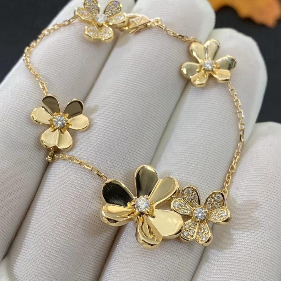 [Okajuri Jewelry]FRIVOLE GOLD 5 FLOWERS BRACELET