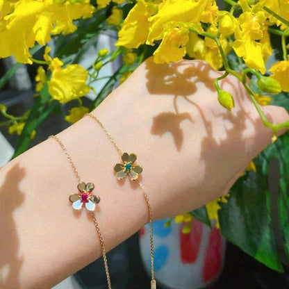 [Okajuri Jewelry]FRIVOLE GOLD FLOWER PINK MALACHITE BRACELET