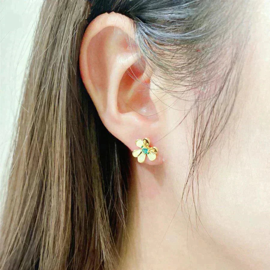 [Okajuri Jewelry]FRIVOLE  FLOWER MALACHITE EARRINGS