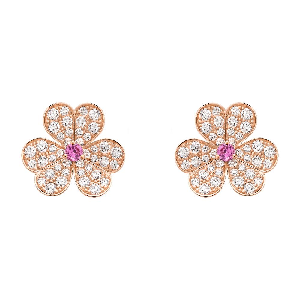 [Okajuri Jewelry]FRIVOLE PINK GOLD FLOWER DIAMOND EARRINGS