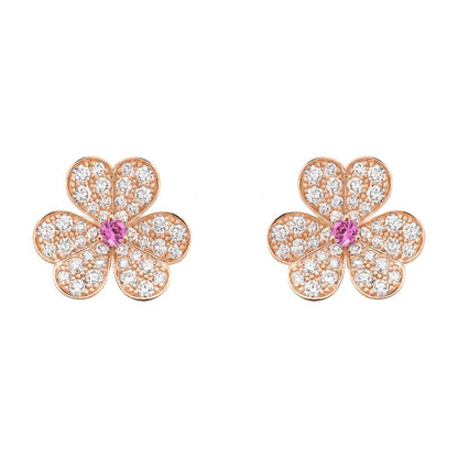 [Okajuri Jewelry]FRIVOLE PINK GOLD FLOWER DIAMOND EARRINGS