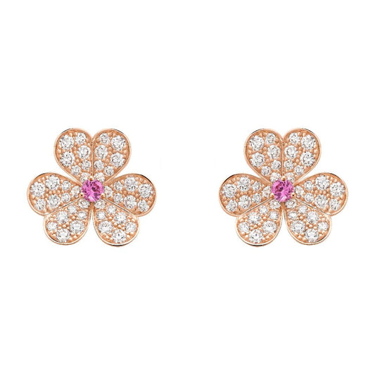[Okajuri Jewelry]FRIVOLE PINK GOLD FLOWER DIAMOND EARRINGS