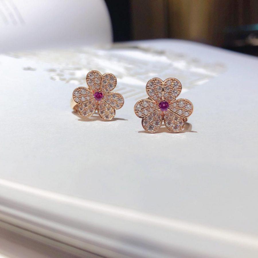 [Okajuri Jewelry]FRIVOLE PINK GOLD FLOWER DIAMOND EARRINGS