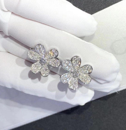 [Okajuri Jewelry]FRIVOLE SILVER FLOWER DIAMOND EARRINGS