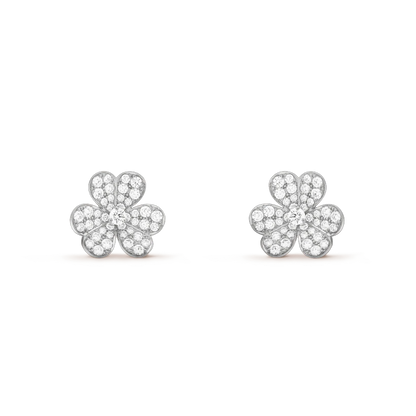 [Okajuri Jewelry]FRIVOLE SILVER FLOWER DIAMOND EARRINGS
