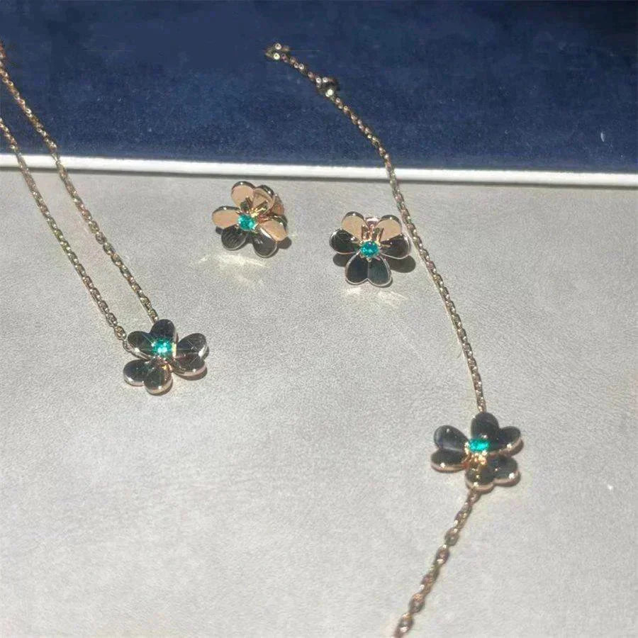 [Okajuri Jewelry]FRIVOLE  FLOWER MALACHITE EARRINGS