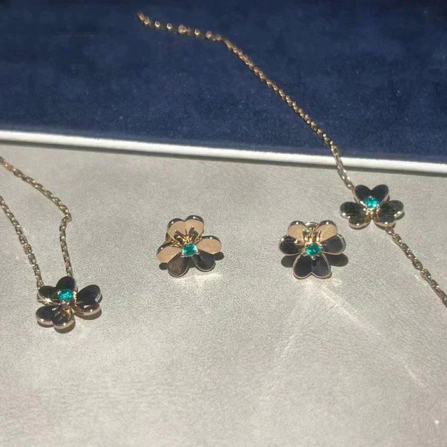 [Okajuri Jewelry]FRIVOLE  FLOWER MALACHITE EARRINGS