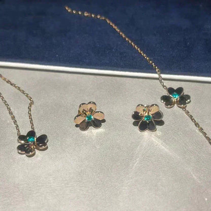 [Okajuri Jewelry]FRIVOLE  FLOWER MALACHITE EARRINGS