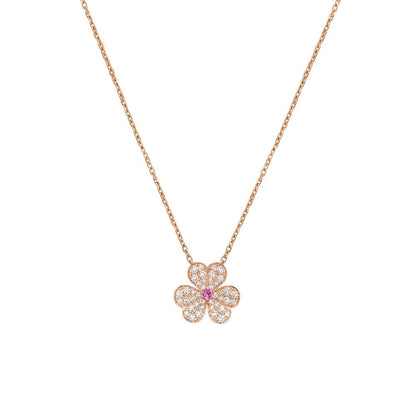 [Okajuri Jewelry]FRIVOLE ROSE GOLD FLOWER DIAMOND NECKLACE