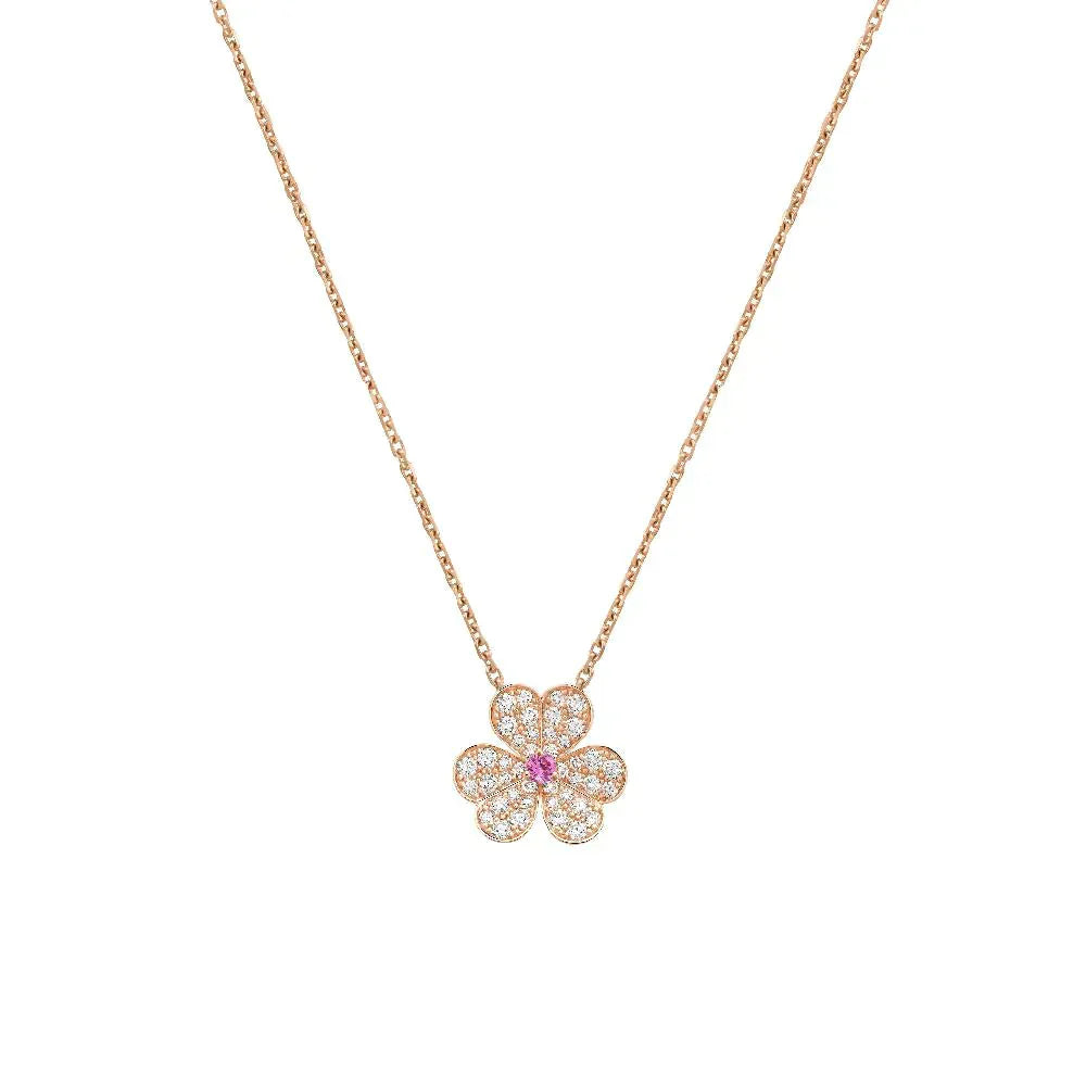 [Okajuri Jewelry]FRIVOLE ROSE GOLD FLOWER DIAMOND NECKLACE