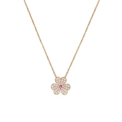 [Okajuri Jewelry]FRIVOLE ROSE GOLD FLOWER DIAMOND NECKLACE