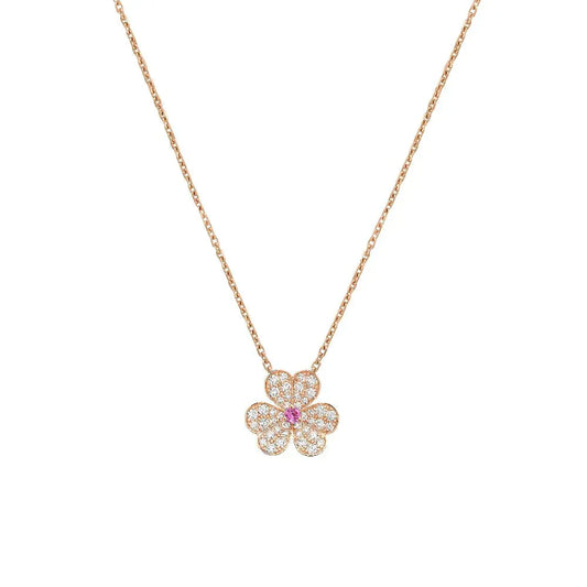 [Okajuri Jewelry]FRIVOLE ROSE GOLD FLOWER DIAMOND NECKLACE