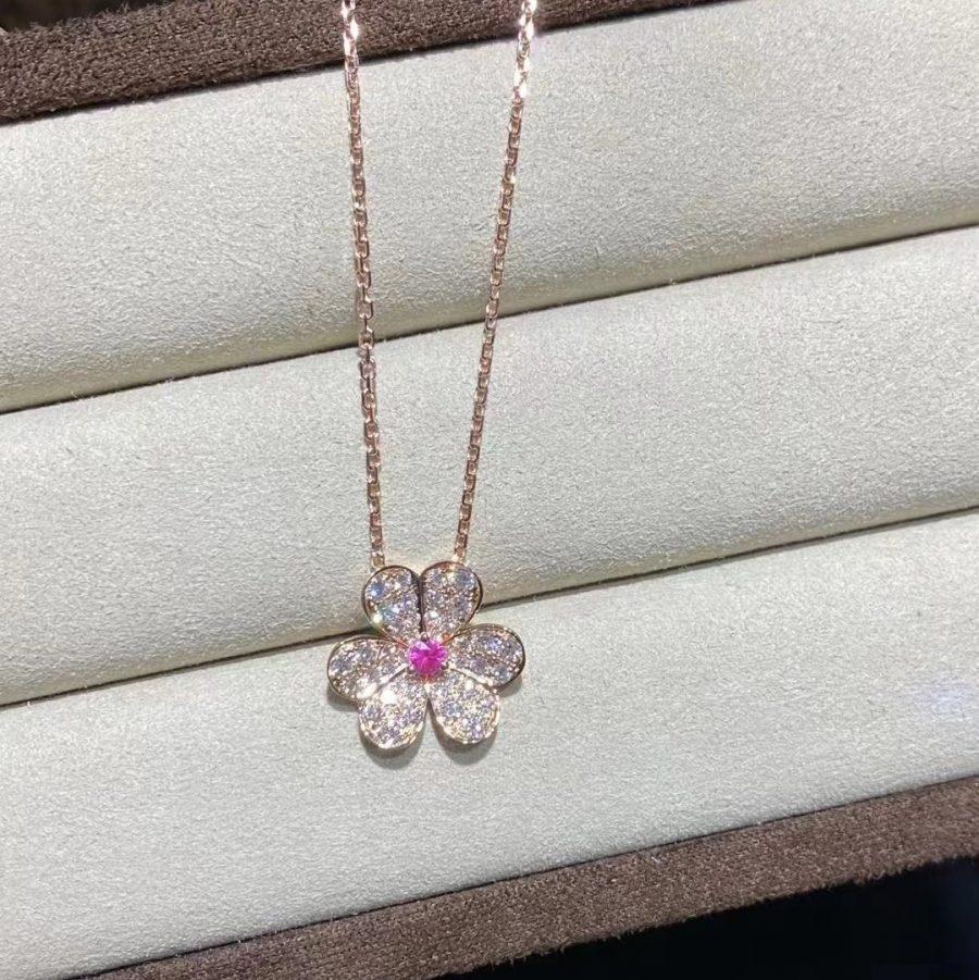 [Okajuri Jewelry]FRIVOLE ROSE GOLD FLOWER DIAMOND NECKLACE