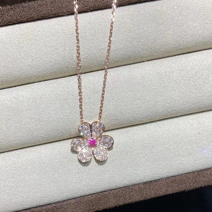 [Okajuri Jewelry]FRIVOLE ROSE GOLD FLOWER DIAMOND NECKLACE