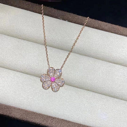 [Okajuri Jewelry]FRIVOLE ROSE GOLD FLOWER DIAMOND NECKLACE