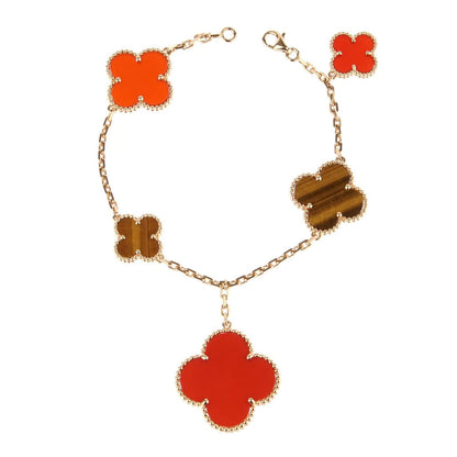 [Okajuri Jewelry]CLOVER BRACELET 5 MOTIFS CARNELIAN TIGER EYE