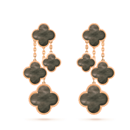 [Okajuri Jewelry]CLOVER EARRINGS DARK MOP 4 MOTIFS ROSE GOLD