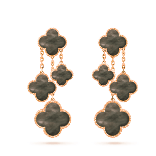 [Okajuri Jewelry]CLOVER EARRINGS DARK MOP 4 MOTIFS ROSE GOLD