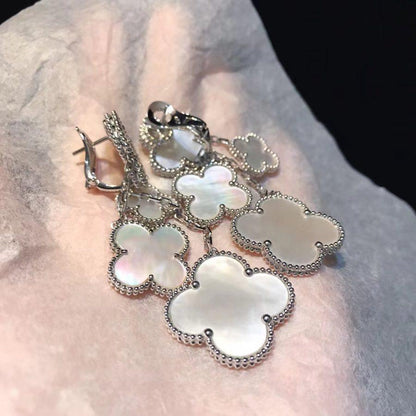 [Okajuri Jewelry]CLOVER EARRINGS WHITE MOP 4 MOTIFS SILVER