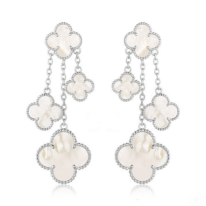 [Okajuri Jewelry]CLOVER EARRINGS WHITE MOP 4 MOTIFS SILVER
