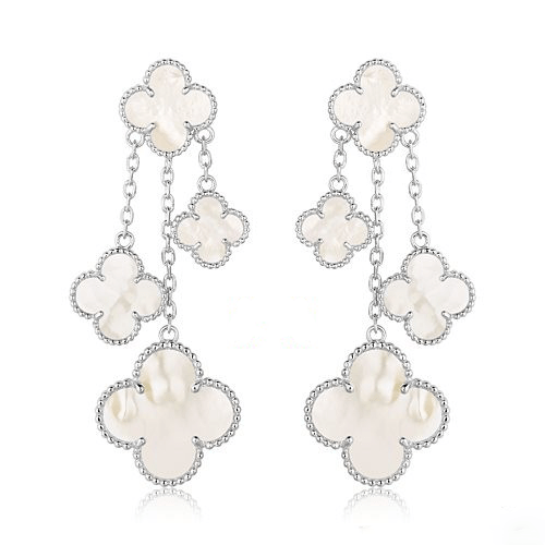 [Okajuri Jewelry]CLOVER EARRINGS WHITE MOP 4 MOTIFS SILVER