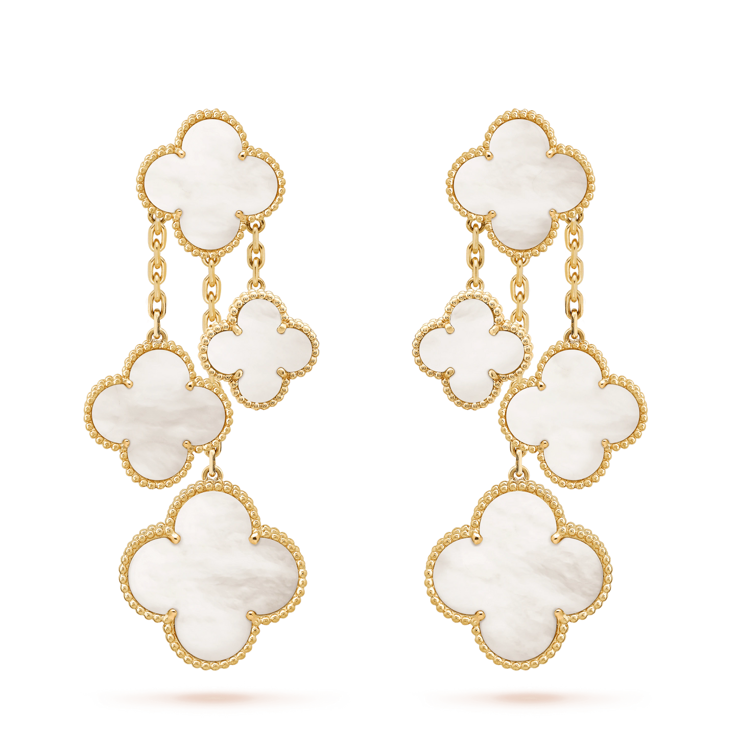 [Okajuri Jewelry]CLOVER EARRINGS WHITE MOP 4 MOTIFS GOLD