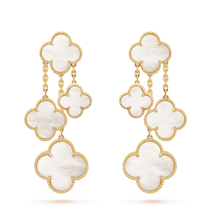 [Okajuri Jewelry]CLOVER EARRINGS WHITE MOP 4 MOTIFS GOLD