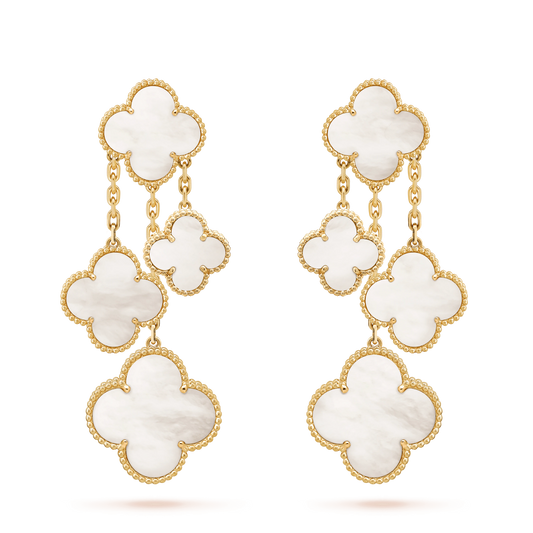 [Okajuri Jewelry]CLOVER EARRINGS WHITE MOP 4 MOTIFS GOLD