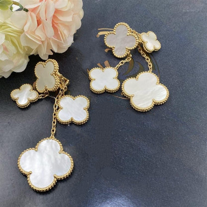 [Okajuri Jewelry]CLOVER EARRINGS WHITE MOP 4 MOTIFS GOLD
