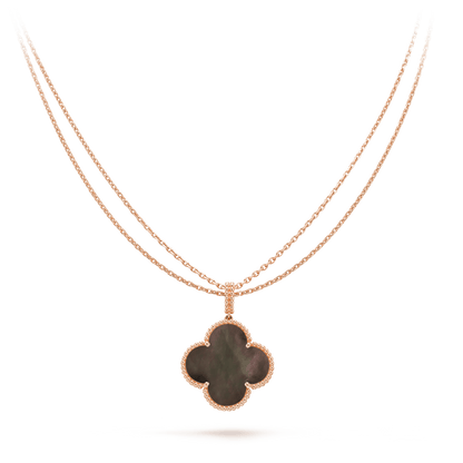 [Okajuri Jewelry]CLOVER 25MM GOLD DARK MOP BIG CLOVER NECKLACE