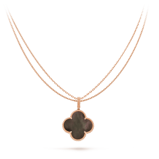 [Okajuri Jewelry]CLOVER 25MM GOLD DARK MOP BIG CLOVER NECKLACE