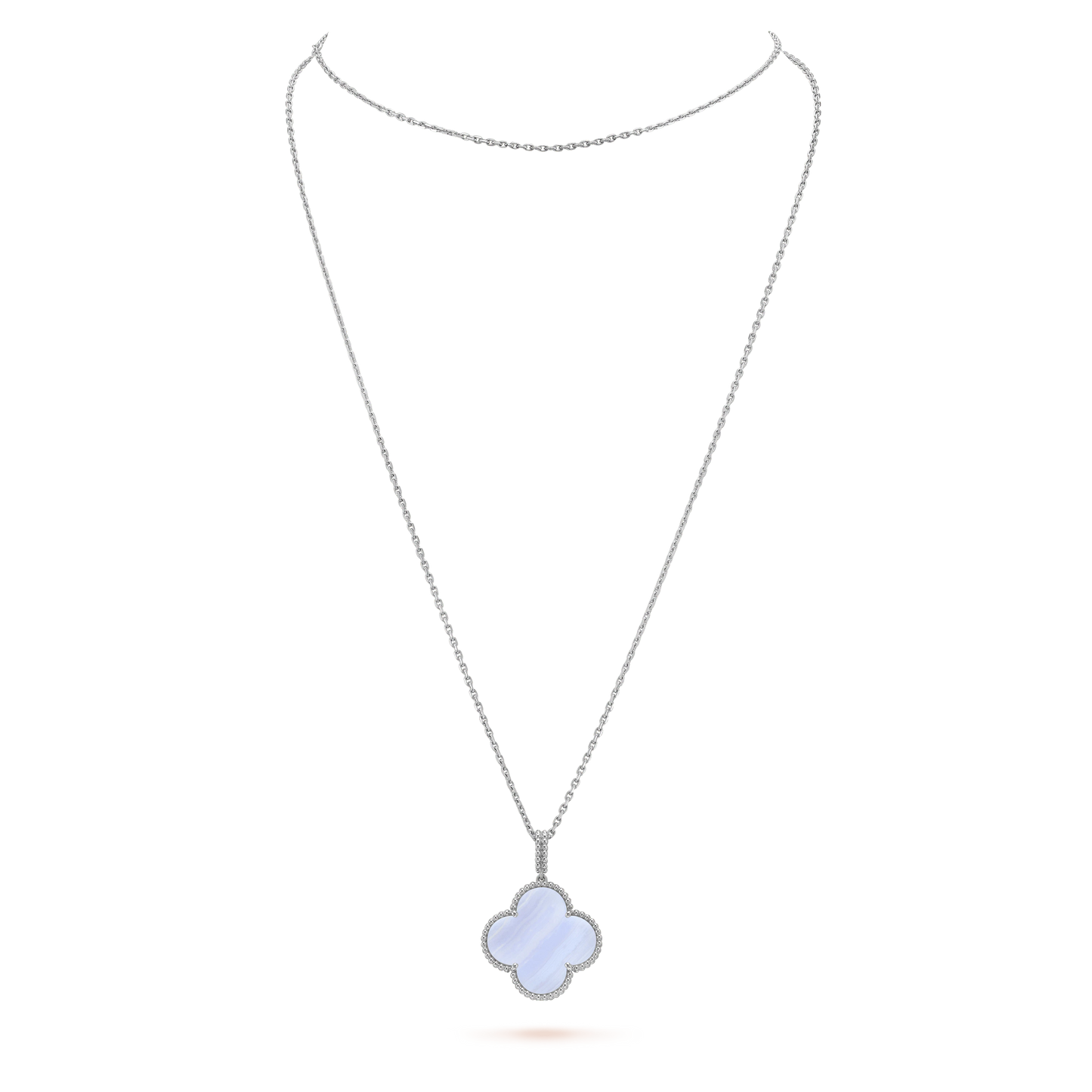 [Okajuri Jewelry]CLOVER SILVER CHALCEDONY BIG CLOVER NECKLACE