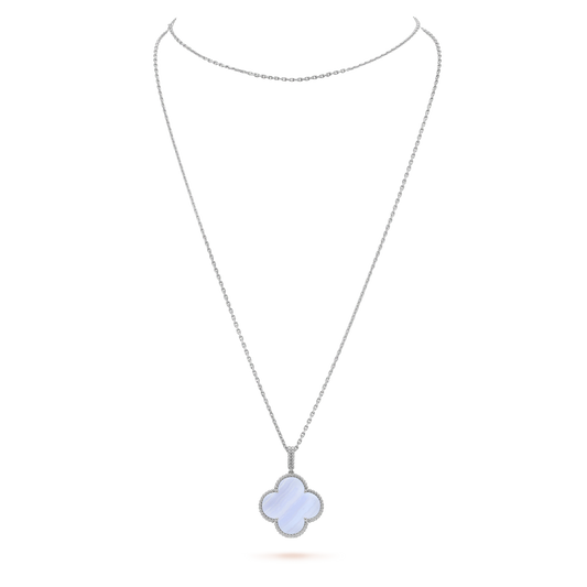 [Okajuri Jewelry]CLOVER SILVER CHALCEDONY BIG CLOVER NECKLACE