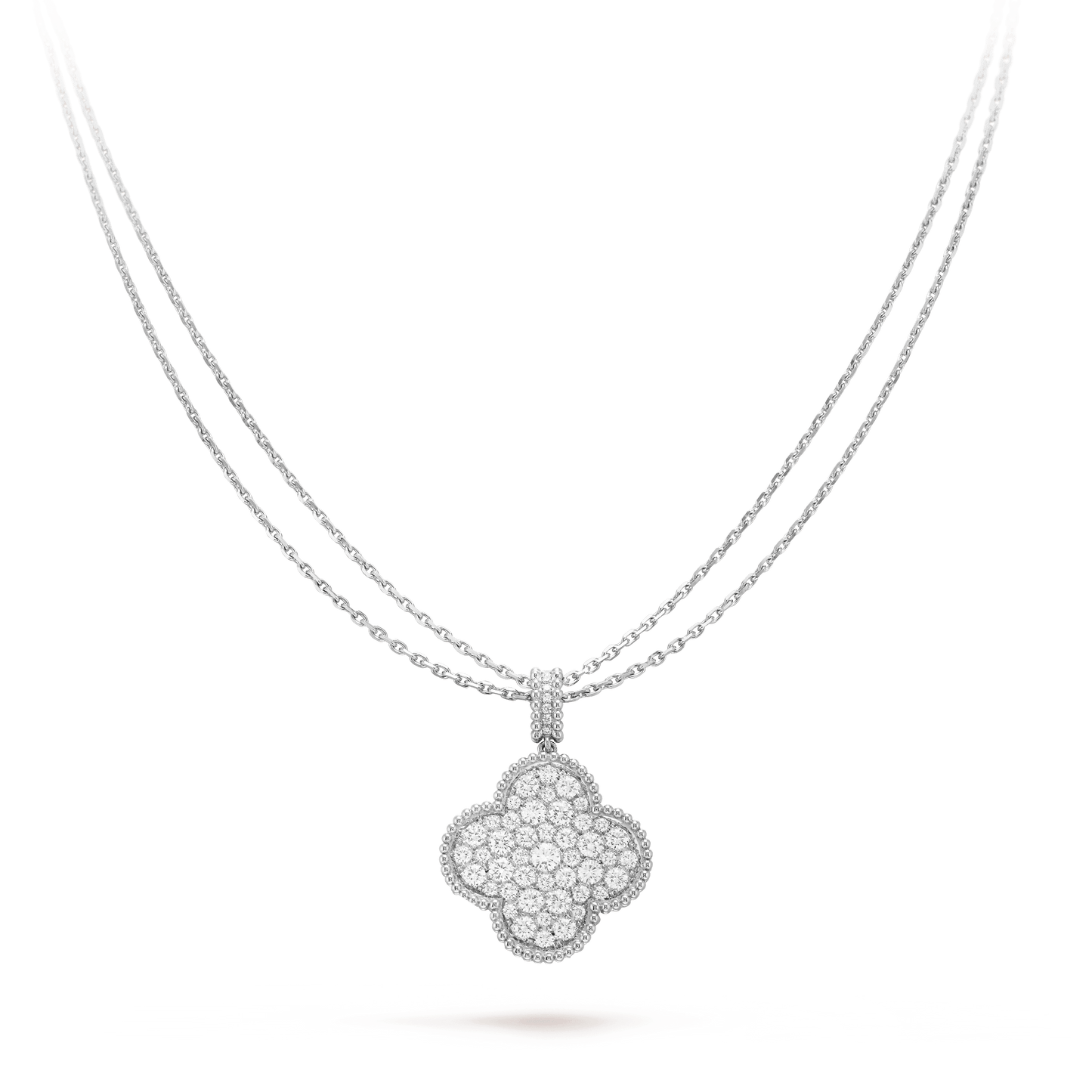 [Okajuri Jewelry]CLOVER 25MM SILVER FULL DIAMOND BIG CLOVER NECKLACE