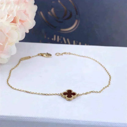 [Okajuri Jewelry]CLOVER  CARNELIAN SINGLE FLOWER BRACELET