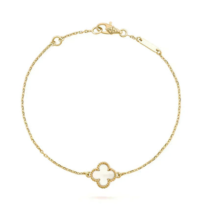 [Oakjuri™ Jewelry] ] Clover White Mother-of-Pearl & JUSTE Bracelet Stack Set