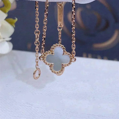 [Oakjuri™ Jewelry] ] Clover White Mother-of-Pearl & JUSTE Bracelet Stack Set