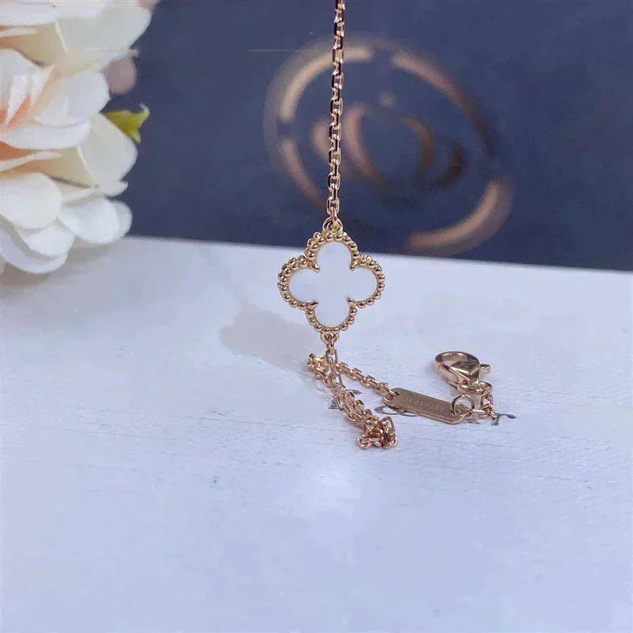 [Oakjuri™ Jewelry] ] Clover White Mother-of-Pearl & JUSTE Bracelet Stack Set