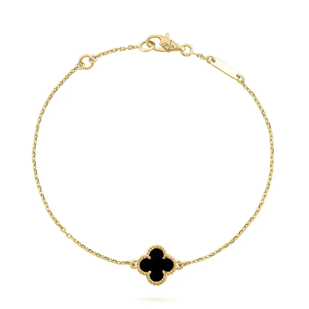 [Okajuri Jewelry]CLOVER ONYX SINGLE FLOWER BRACELET