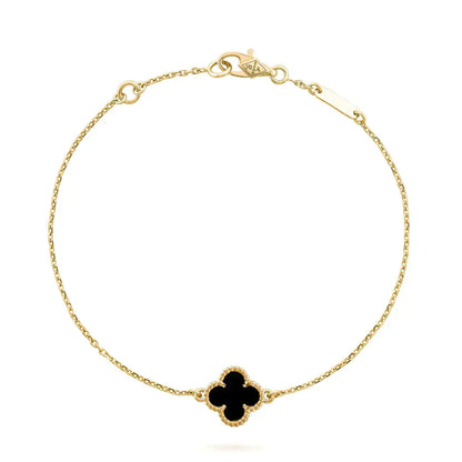 [Okajuri Jewelry]CLOVER ONYX SINGLE FLOWER BRACELET
