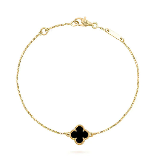[Okajuri Jewelry]CLOVER ONYX SINGLE FLOWER BRACELET