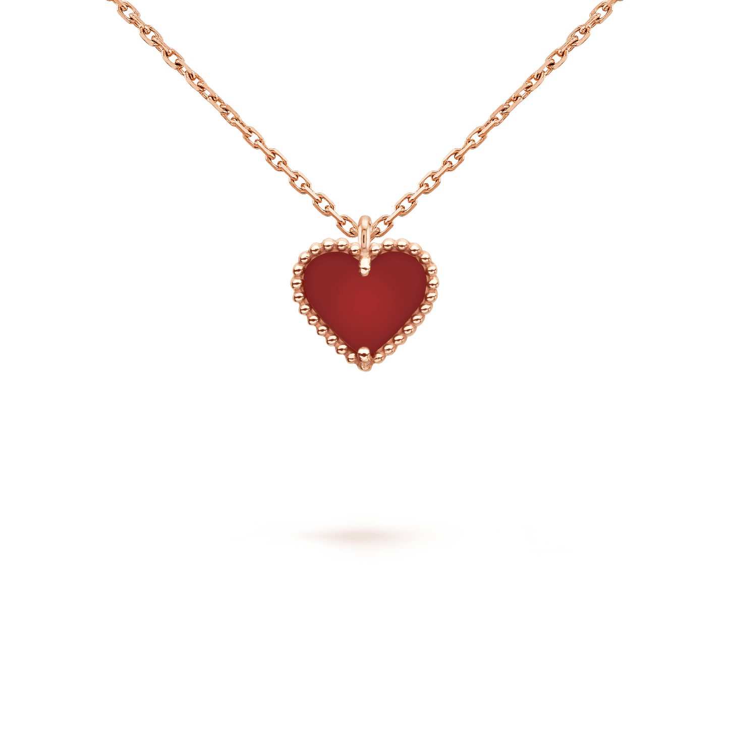 [Okajuri Jewelry]SWEET CLOVER CARNELIAN HEART NECKLACE
