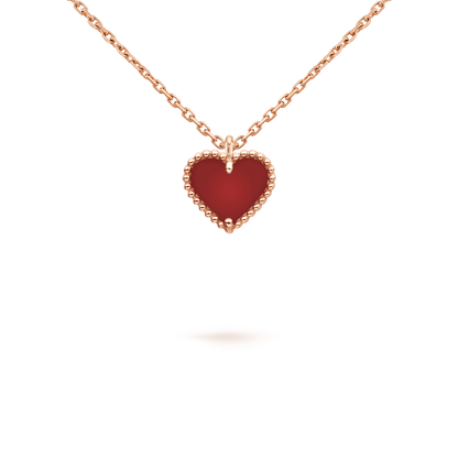[Okajuri Jewelry]SWEET CLOVER CARNELIAN HEART NECKLACE