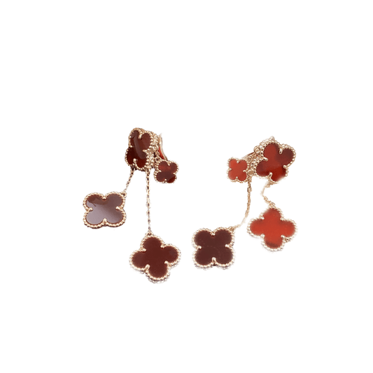 [Okajuri Jewelry]CLOVER EARRINGS CARNELIAN 4 MOTIFS PINK GOLD