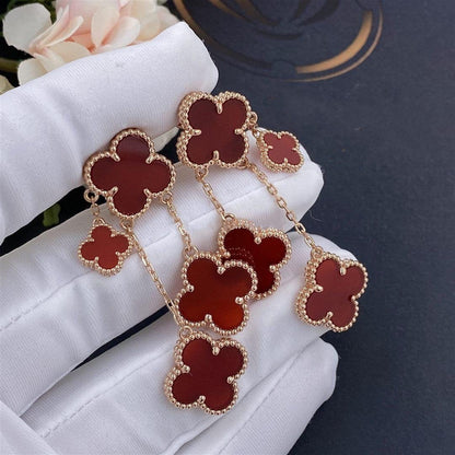 [Okajuri Jewelry]CLOVER EARRINGS CARNELIAN 4 MOTIFS PINK GOLD