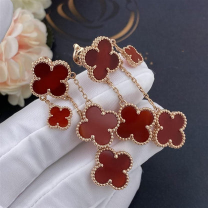 [Okajuri Jewelry]CLOVER EARRINGS CARNELIAN 4 MOTIFS PINK GOLD
