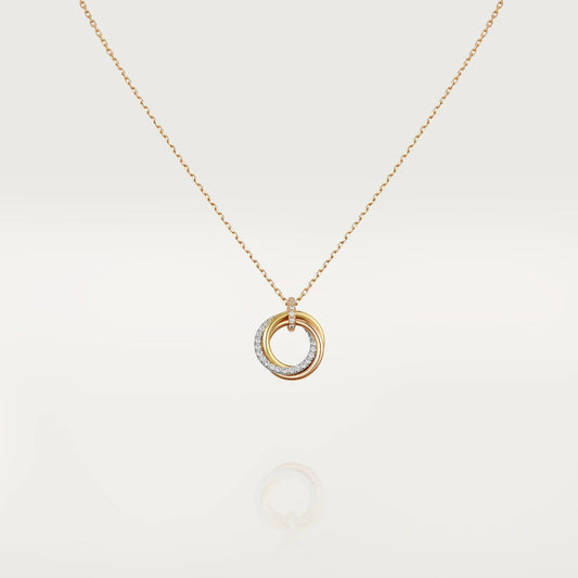 [Okajuri Jewelry]TRINITY NECKLACE SILVER GOLD PINK GOLD DIAMONDS