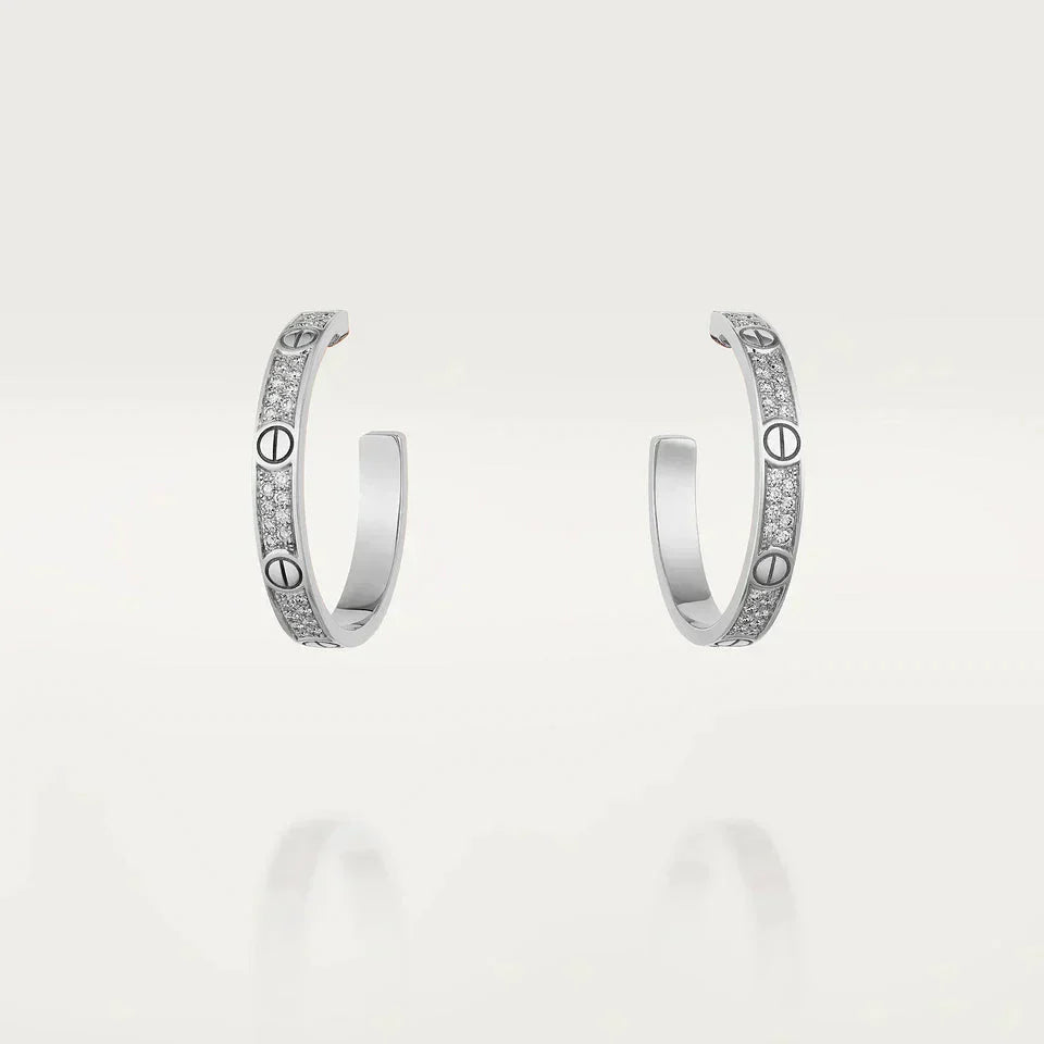 [Okajuri Jewelry]LOVE DIAMOND SILVER HOOP EARRINGS