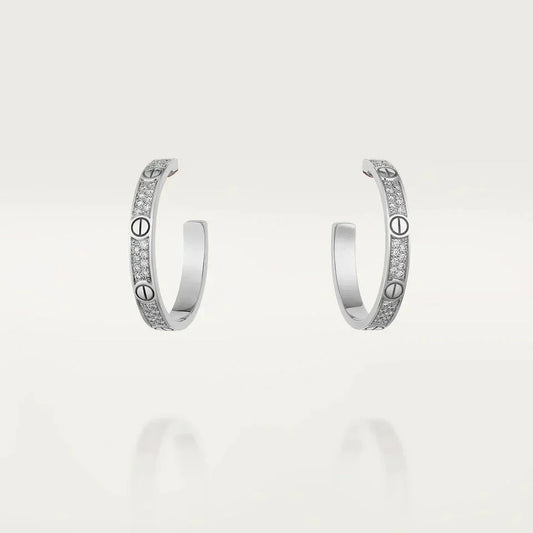 [Okajuri Jewelry]LOVE DIAMOND SILVER HOOP EARRINGS