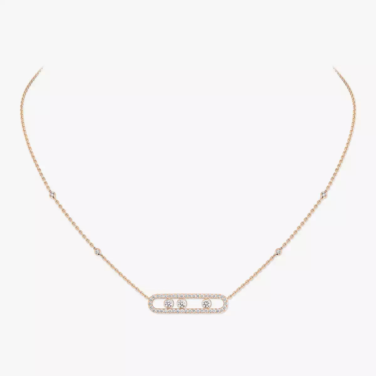 [Okajuri Jewelry] Move Pave_ Rose Gold Diamond Necklace